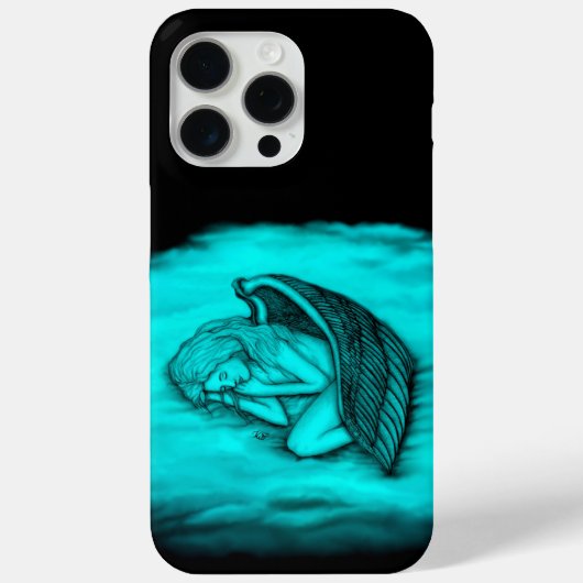 眠る天使、黒と緑のデザイン Case-Mate iPhoneケース (裏面)