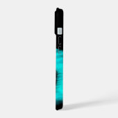 眠る天使、黒と緑のデザイン iPhone 15ケース (左側面)