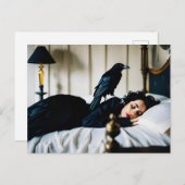 眠る女とカラスのポー ポストカード (正面/裏面)