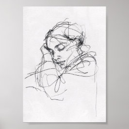 眠る女エレガント性ポートレート – プレミアム ポスター