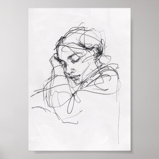 眠る女エレガント性ポートレート – プレミアム ポスター (正面)