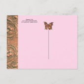 眠る子供、蝶、フローラピンクの赤ちゃんシャワー インビテーションポストカード (裏面)