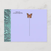 眠る子供、蝶、フローラブルー赤ちゃんシャワー インビテーションポストカード (裏面)