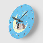 眠る子猫たち カスタマイズ可能 ナンバー付き丸型時計 ラウンド壁時計 (傾斜)
