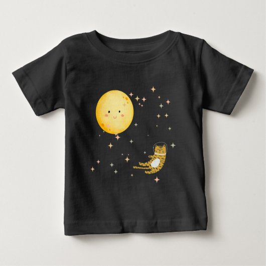 眠る子猫と月 ベビーTシャツ (正面)
