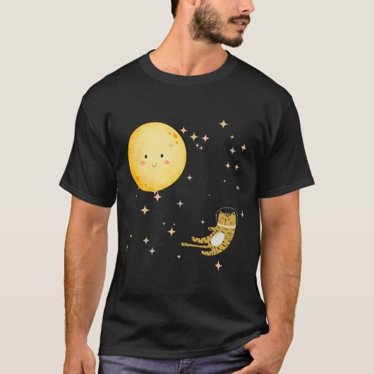 眠る子猫と月 Tシャツ (正面)