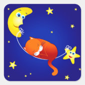 眠る子猫ステッカー スクエアシール (正面)