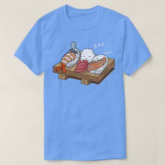 眠る寿司シャツは寿司転がジャパネおもしろいを愛 Tシャツ (デザイン正面)