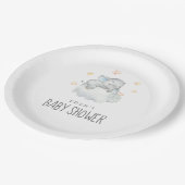 眠る小さな象の男の子の赤ちゃんシャワー ペーパープレート (アングル)