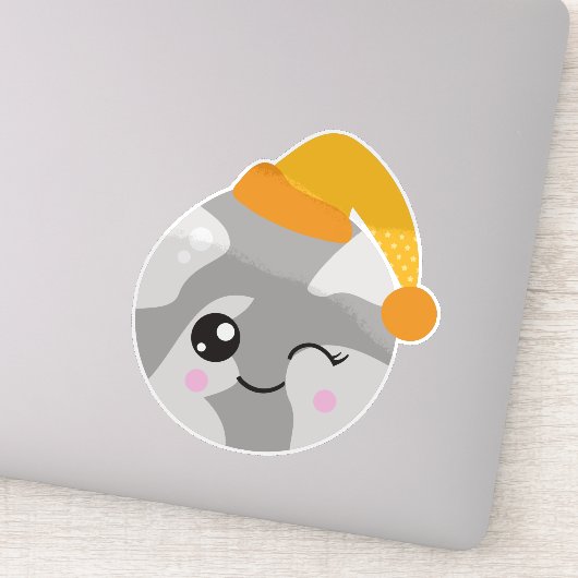 眠る惑星、かわいい惑星、ナイトキャップ付き惑星 シール (詳細)