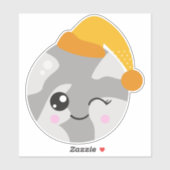 眠る惑星、かわいい惑星、ナイトキャップ付き惑星 シール (シート)