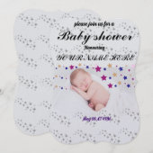 眠る新しい生まれベビースタースパークルの形 招待状 (正面/裏面)