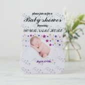 眠る新しい生まれベビースタースパークルの形 招待状 (スタンド正面)