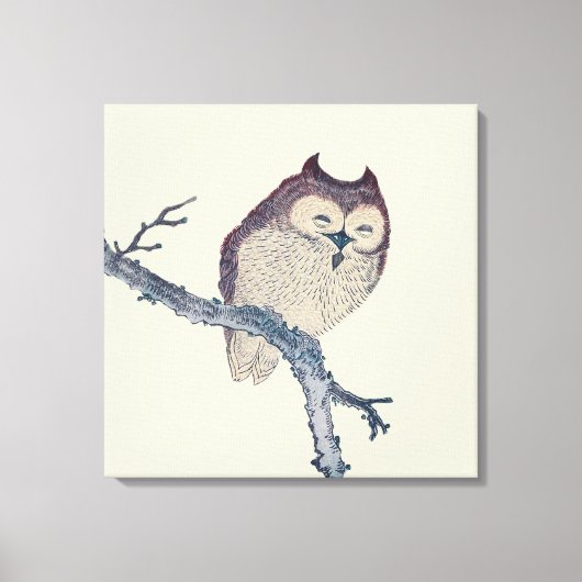 眠る日本のフクロウの夜のアートワーク キャンバスプリント (正面)