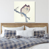 眠る日本のフクロウの夜のアートワーク キャンバスプリント (インサイチュ (寝室))