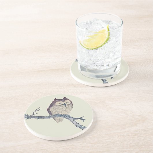 眠る日本のフクロウの夜のアートワーク コースター (側面)