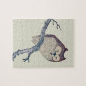 眠る日本のフクロウの夜のアートワーク ジグソーパズル (横)