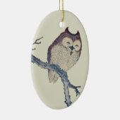眠る日本のフクロウの夜のアートワーク セラミックオーナメント (右)