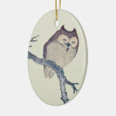 眠る日本のフクロウの夜のアートワーク セラミックオーナメント (左)