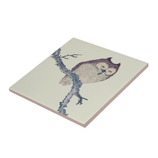 眠る日本のフクロウの夜のアートワーク タイル (側面)
