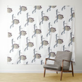 眠る日本のフクロウの夜のアートワーク タペストリー (インサイチュ(横))