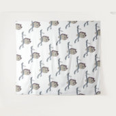 眠る日本のフクロウの夜のアートワーク タペストリー (正面(横))