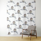 眠る日本のフクロウの夜のアートワーク タペストリー (インサイチュ)