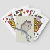 眠る日本のフクロウの夜のアートワーク トランプ (裏面)