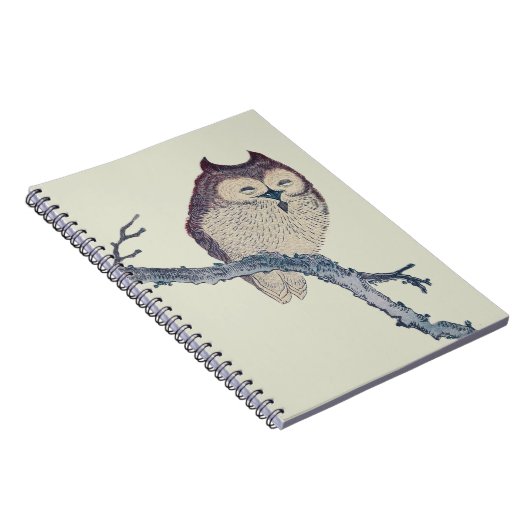 眠る日本のフクロウの夜のアートワーク ノートブック (右側)