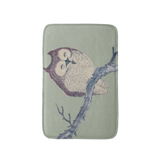 眠る日本のフクロウの夜のアートワーク バスマット (正面縦)