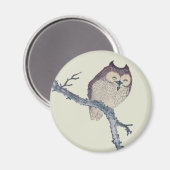 眠る日本のフクロウの夜のアートワーク マグネット (正面/裏面)