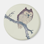 眠る日本のフクロウの夜のアートワーク マグネット (正面)