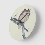 眠る日本のフクロウの夜のアートワーク ラウンド壁時計 (傾斜)