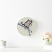 眠る日本のフクロウの夜のアートワーク ラウンド壁時計 (ホーム)