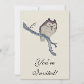 眠る日本のフクロウの夜のアートワーク 招待状 (正面)