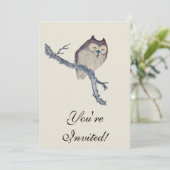 眠る日本のフクロウの夜のアートワーク 招待状 (スタンド正面)