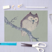 眠る日本のフクロウの夜のアートワーク 薄葉紙 (クラフト)