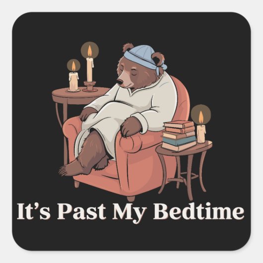 眠る時間を超えた 面白い眠そうなくまのミーム クリスマス スクエアシール (正面)