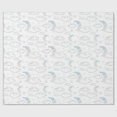 眠る月と雲の赤ちゃんシャワーのパターン ラッピングペーパー (フラット)