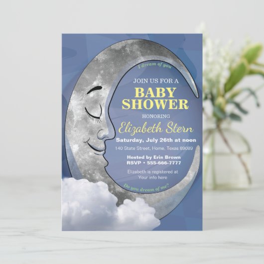眠る月の赤ちゃんシャワーの招待状 招待状 (スタンド正面)