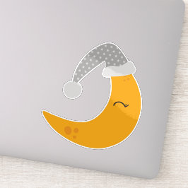 眠る月、ナイトキャップ、かわいい月、黄色い月 シール