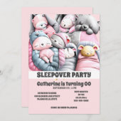 眠る漫画動物のピンクの灰色の眠り 招待状 (正面/裏面)