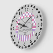 眠る灰色猫パターン（の模様が）ある楕円大時計 ラージ壁時計 (傾斜)