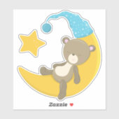 眠る熊，かわいい熊，月の熊 シール (シート)