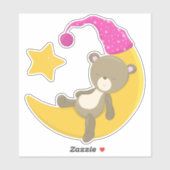 眠る熊、月にクマ、かわいい熊 シール (シート)