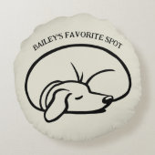 眠る犬パーソナライズされたお気に入りの場 ラウンドクッション (裏面)