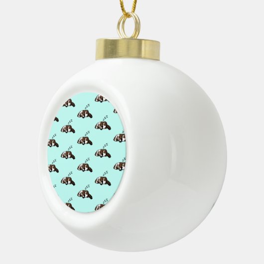 眠る犬ZZZコッカーのスパニエル犬が飼い主の動物をペットに セラミックボールオーナメント (右)