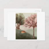 眠る狐の水彩と美しい眺め ポストカード (正面/裏面)