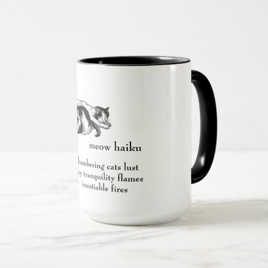 眠る猫たち俳句 – 飲み物マグカップ マグカップ (正面右)
