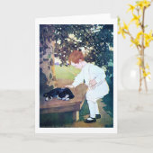 眠る猫と子供、ジェシー·ウィルコックス·スミス カード (黄色い花)